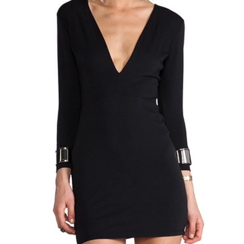 Bec & Bridge Size 10 Plunge Long Sleeve LBD - Picture 3 of 13